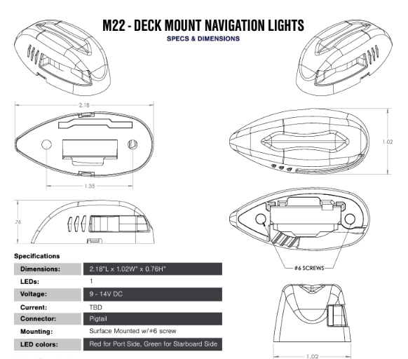Deck Mounted Navigation Light Starboard (Green)