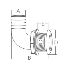 Stainless Steel 1" 90 Degree Short Thru Hull