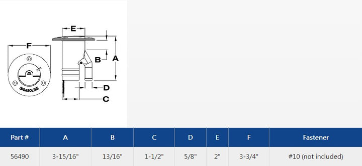 1 1/2" Gas Deck Fill with Vent Line, 0 Degree