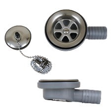 Sink elbow drain with basket and stopper