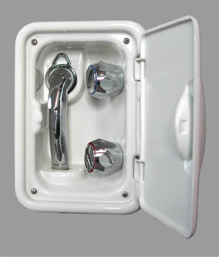 Stowaway transom shower mixer valve, chrome knobs