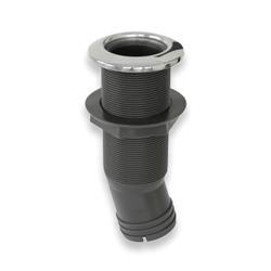 Stainless capped resin angled thru hull scupper 1 1/2", short threads