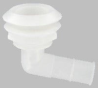 Elbow thru hull, 1 1/8" hose barb