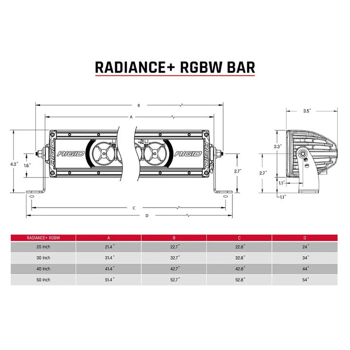 RIGID Industries Radiance  20 Light Bar  RGBW 220053