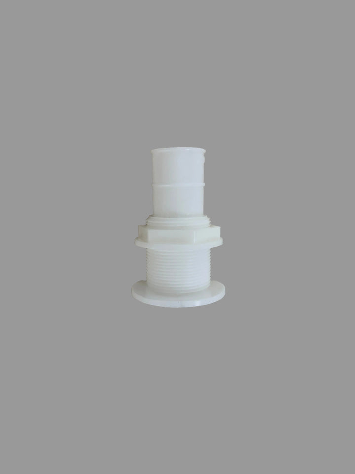 Title: 1-1/2" Barb Thru-Hull Short L-Head with Nut – UV Resistant Marine Drain Fitting