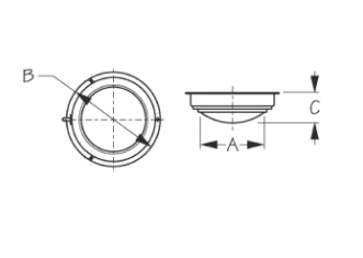 Stainless Steel Dome Light - 6 3/4" Light with 5" Lens