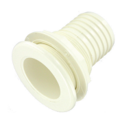 2" Barbed End Scupper with Inner Crosshairs – White Impact-Modified Nylon