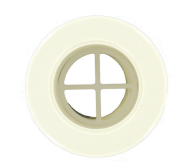 2" Barbed End Scupper with Inner Crosshairs – White Impact-Modified Nylon