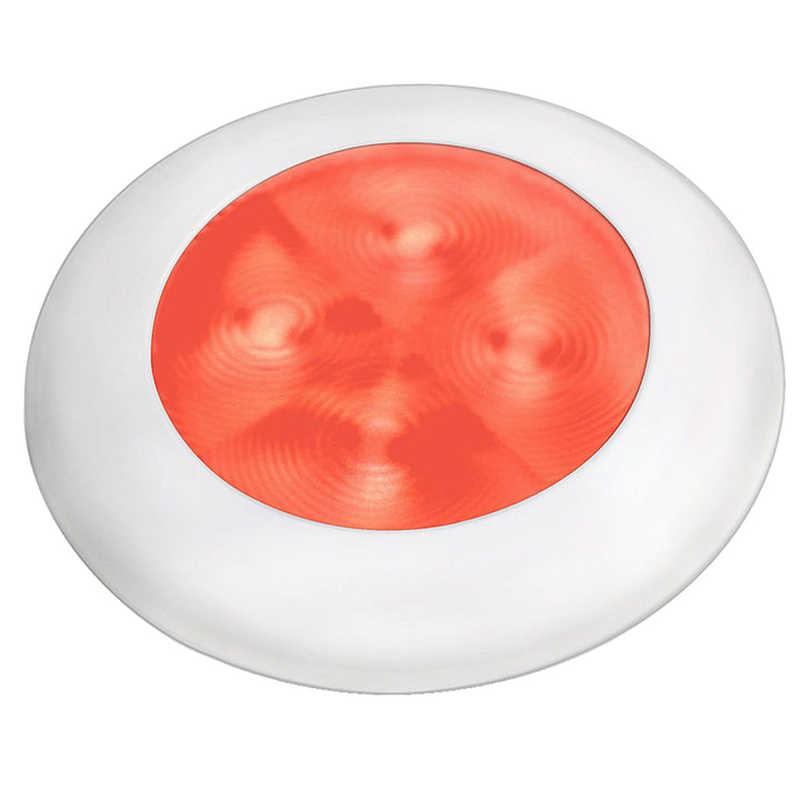 Hella Marine Slim Line LED Enhanced Brightness Round Courtesy Lamp  Red LED  White Plastic Bezel  12V 980507241