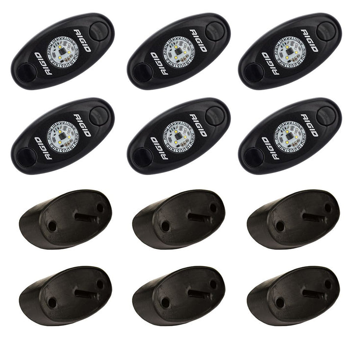 RIGID Industries ASeries Rock Light Kit  6 Cool White Lights  Black 400253