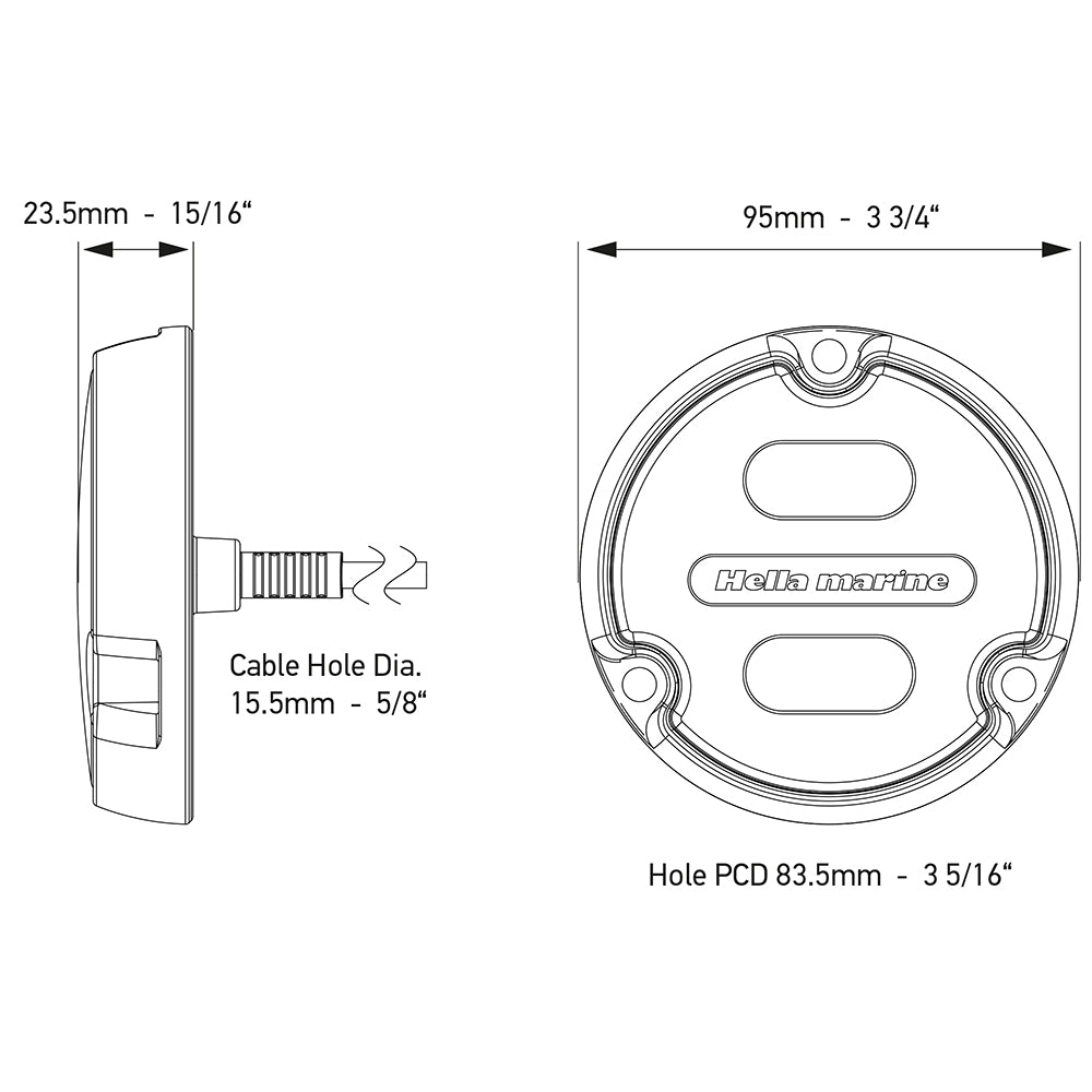 Hella Marine Apelo A1 Blue White Underwater Light  1800 Lumens  Black Housing  White Lens 016145011
