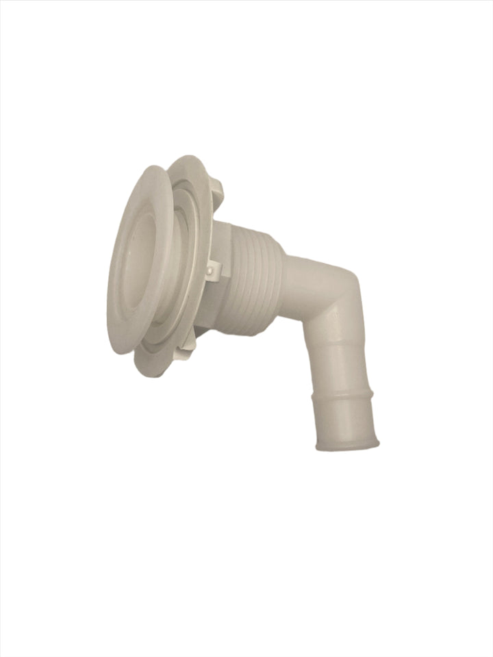 3/4" Cyclodial Elbow Thru-Hull, Flat Head - White