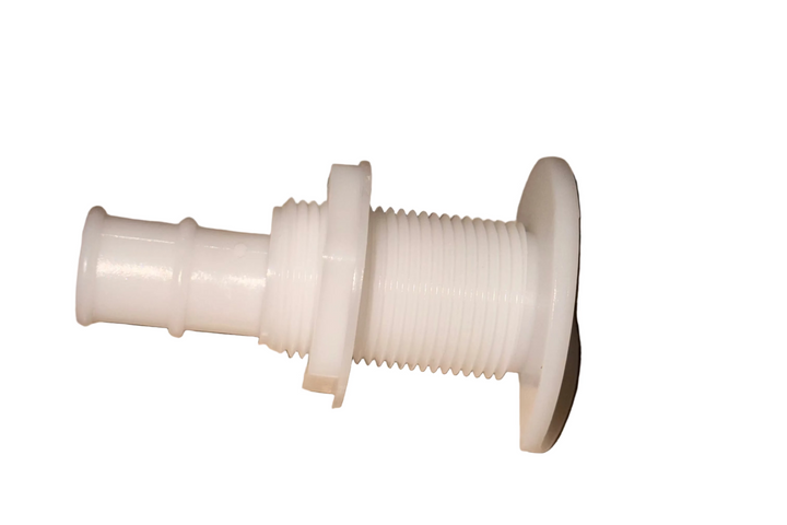 Straight L head drain, round lip, 3/4" hose barb