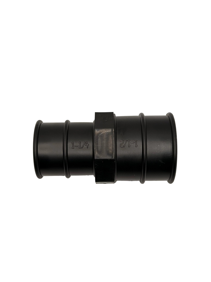 1 1/4" hose barb x 1 1/2" hose barb