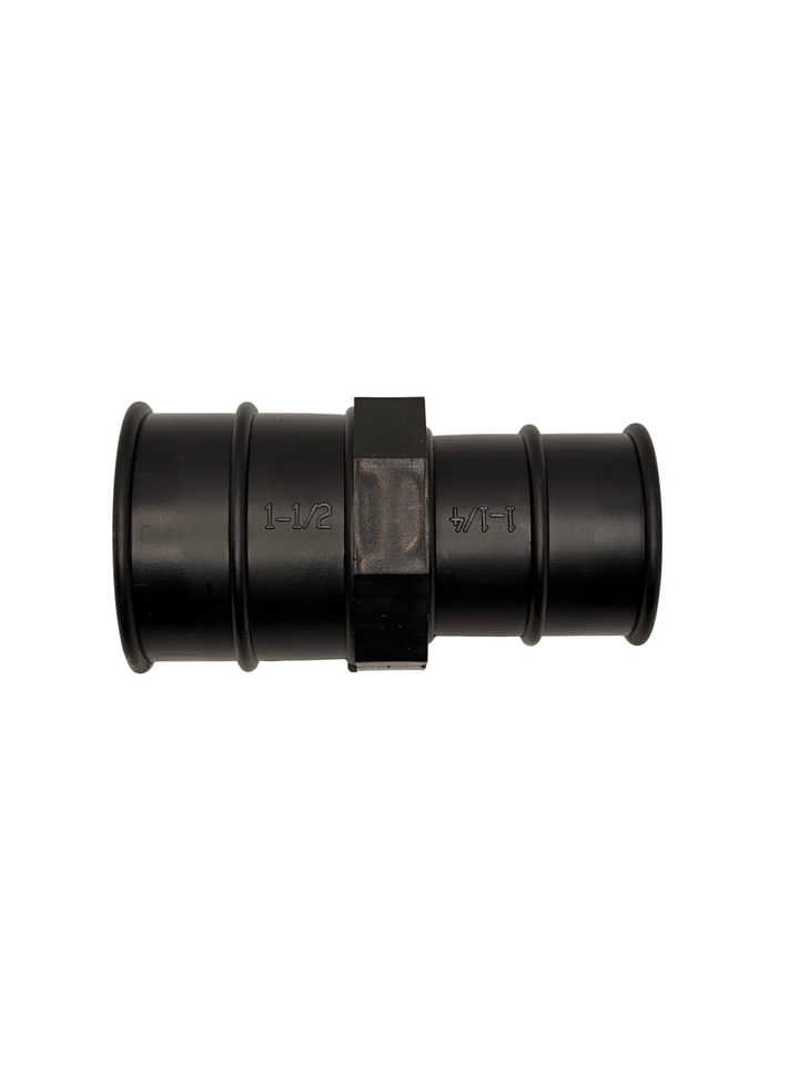 1 1/4" hose barb x 1 1/2" hose barb