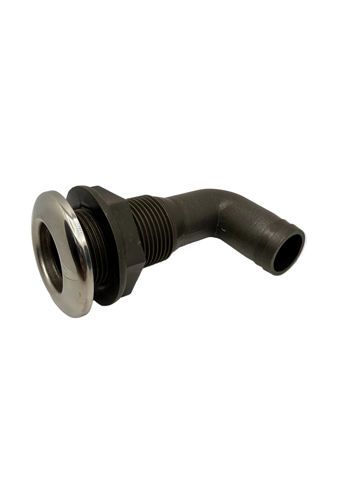 Stainless capped resin elbow thru hull 1"