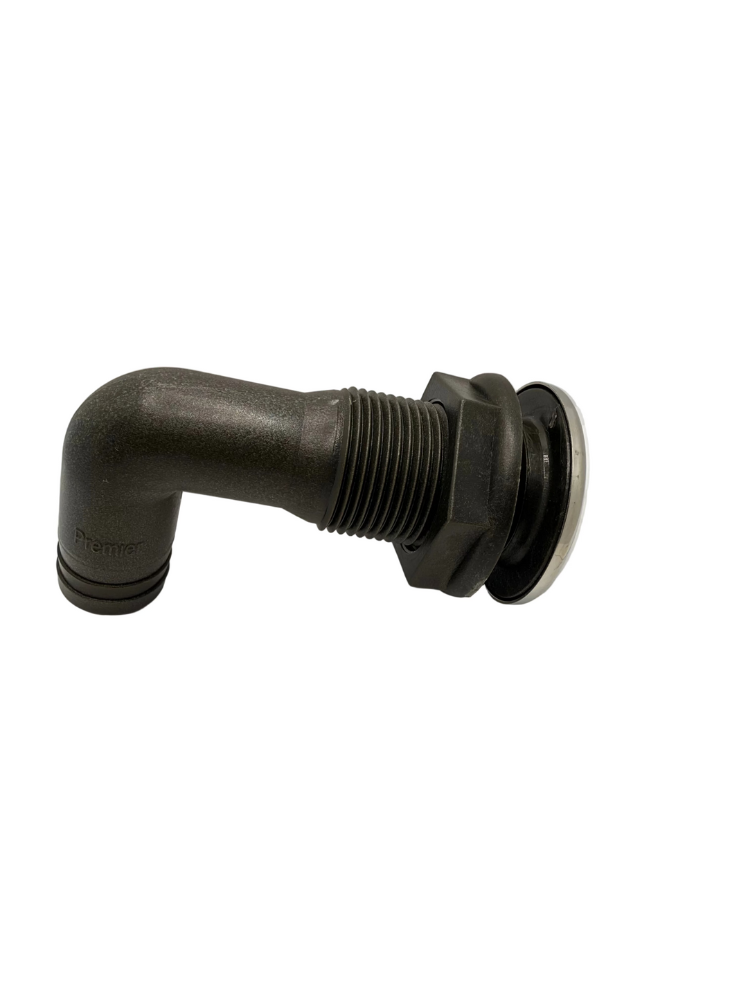 Stainless capped resin elbow thru hull 1"