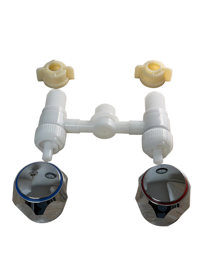 Stowaway transom shower mixer valve, chrome knobs