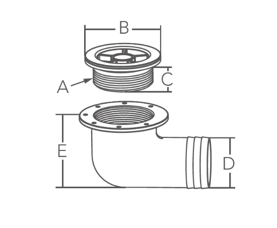 Stainless Steel 1 1/2" Cockpit Deck Drain