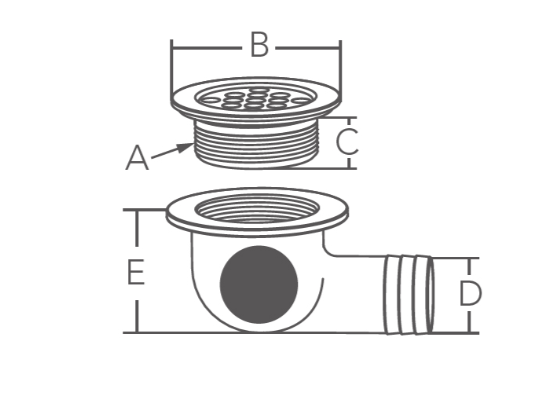 Stainless Steel 1 1/2" 90 Degree Deck Drain Scupper