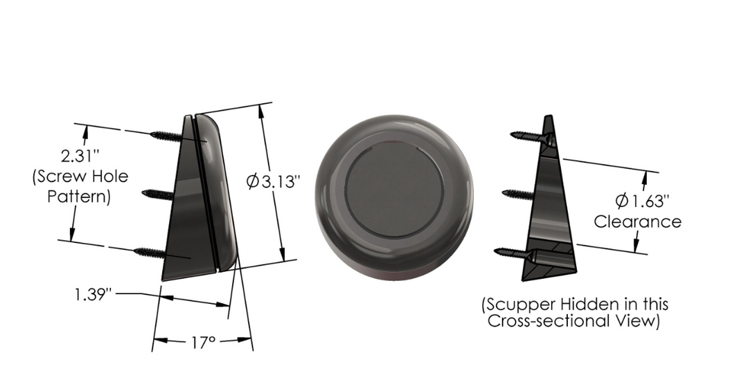 Surface Mounted Scupper with 17 Degree Wedge