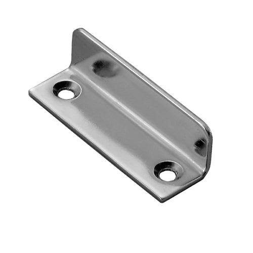 Angled strike for push to lock latch