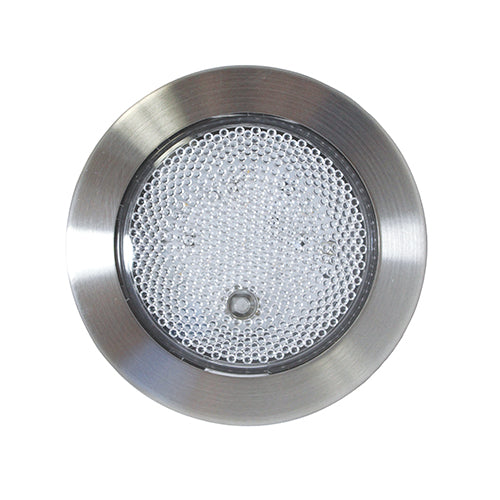 LED push lens compartment light, brushed nickel trim ring
