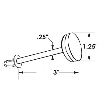 Stainless steel hatch lift pin, 3"