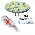 Back Pin Blue LED 10W Halogen Replacement Bulb
