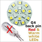 Back Pin red-white LED halogen replacement bulb
