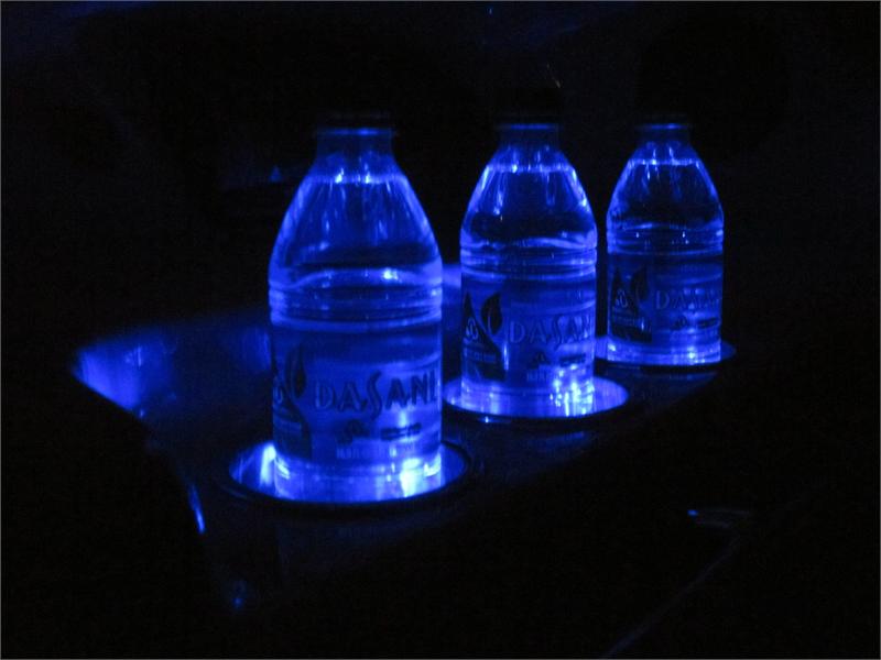 Blue LED Lighted stainless steel drink holder