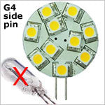 Blue LED side pin replacement for 10W halogen bulb